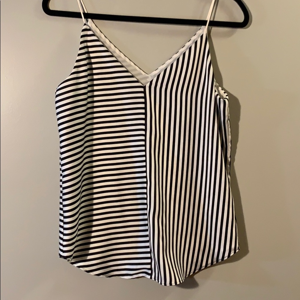 Express Black & White Striped Tank S